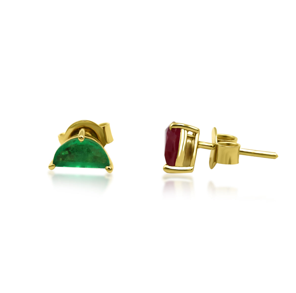 Emerald and Ruby Qamareya studs