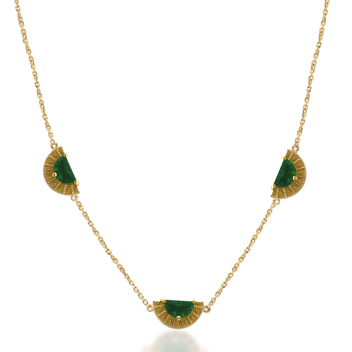 Emerald Qamareya adjustable necklace