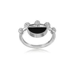 Bold Qamareya black onyx bezel set ring